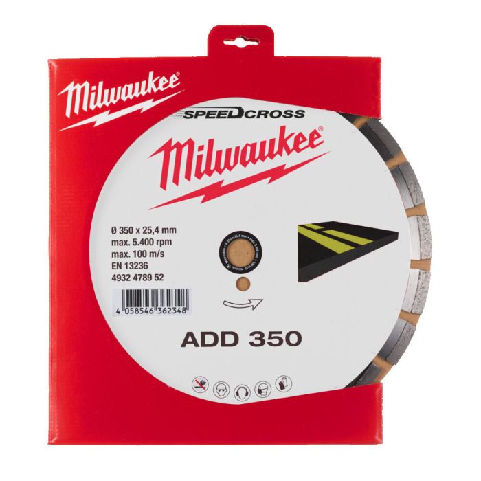 Диск алмазний Speedcross MILWAUKEE ADD 350, Ø350мм (асфальт)