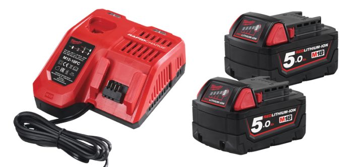 Энергокомплект MILWAUKEE M18 NRG-502 (ЗУ M12-18FC+2акк.Х5А В5) + подарок аккумулятор M12 B2