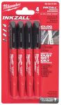 Набор маркеров для стройплощадки INKZALL MILWAUKEE, ультра-тонких черных (4шт)