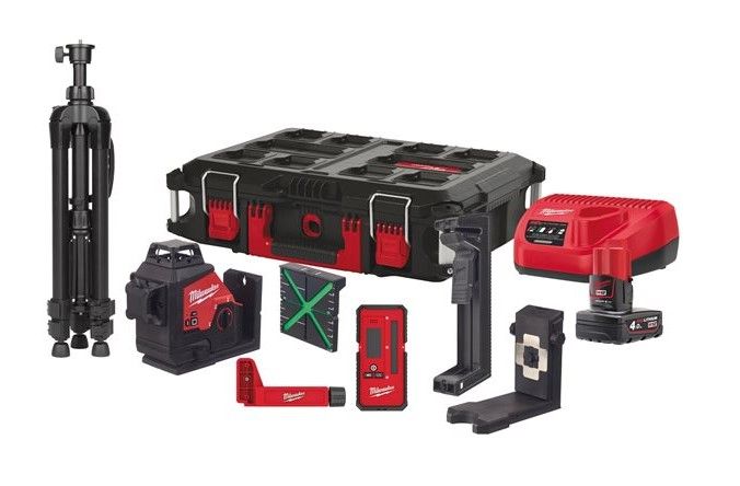 Нівелір лазерний акумуляторний 3D MILWAUKEE, M12 3PLKIT-401P, (заміна на 4933499379)