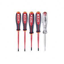 Набір викруток тригранних ізольованих VDE MILWAUKEE, (SL3/SL4/PZ1/PZ2/викрутка-тестер), (5шт)