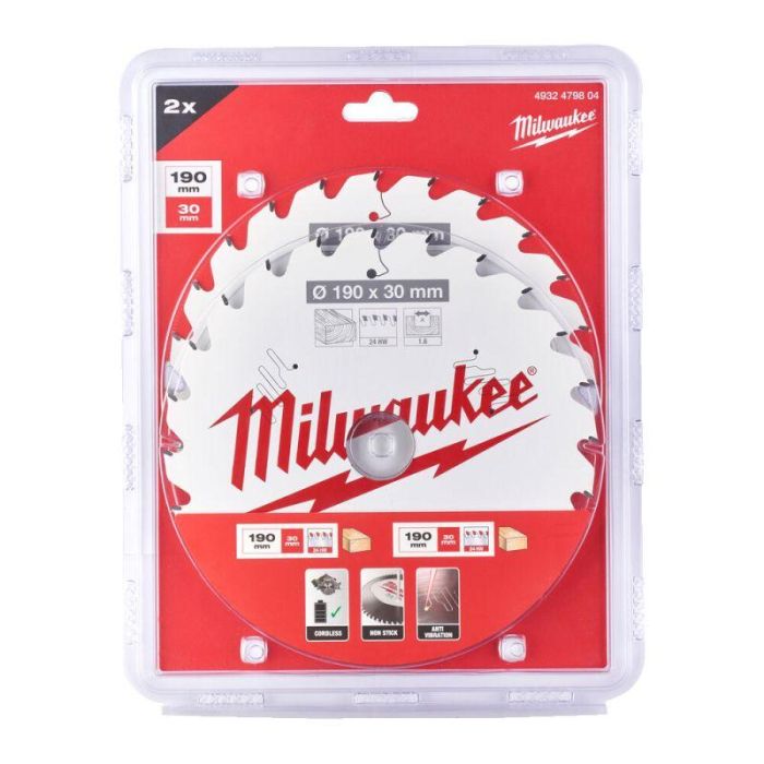 Набір пильних дисків MILWAUKEE Ø190x30x24зуб. (2шт. 4932471300)