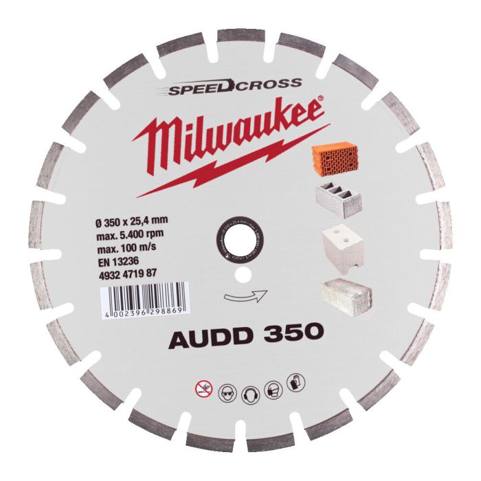 Диск алмазний Speedcross MILWAUKEE AUDD 350, Ø350мм (бетон, цегла, асфальт)