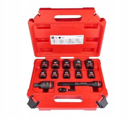 Набір ударних голів ShW 1/2'' SKT MILWAUKEE, (10,12,13,14,15,17,19,21,22, 24 ) (13шт)