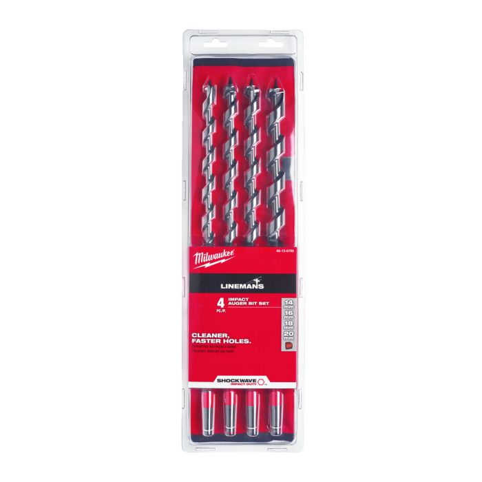 Набір свердел по дереву спіральних Impact Linemans MILWAUKEE (4шт)