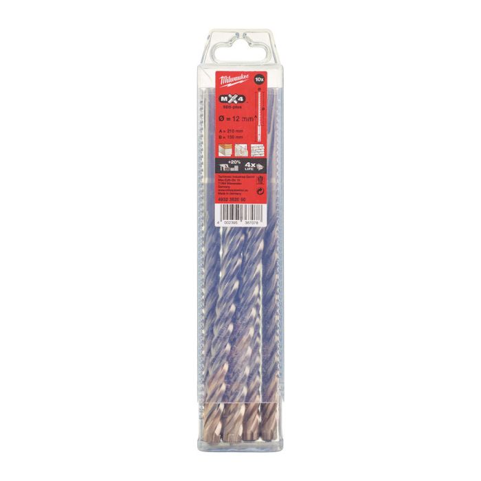 Бур SDS-PLUS MX4 MILWAUKEE, Ø12,0х210х150мм, (10шт)