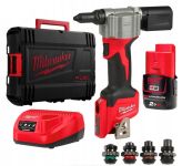 Заклепочник акумуляторний MILWAUKEE M12 BPRT-201X Ø закл. 2,4-4,8мм (ЗУ+1акХ2ач+HDкейс)