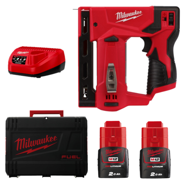 Степлер скобозабивний акумуляторний MILWAUKEE M12 BST-202X (ЗУ+2акк.Х2ач+HDкейс)