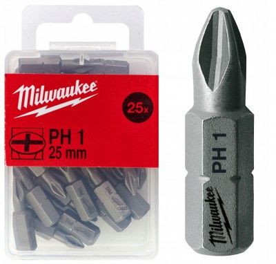 Бита MILWAUKEE, PH3, 25мм, (25 шт)