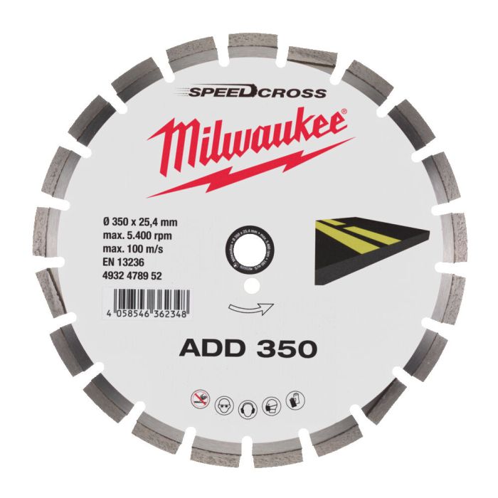 Диск алмазний Speedcross MILWAUKEE ADD 350, Ø350мм (асфальт)