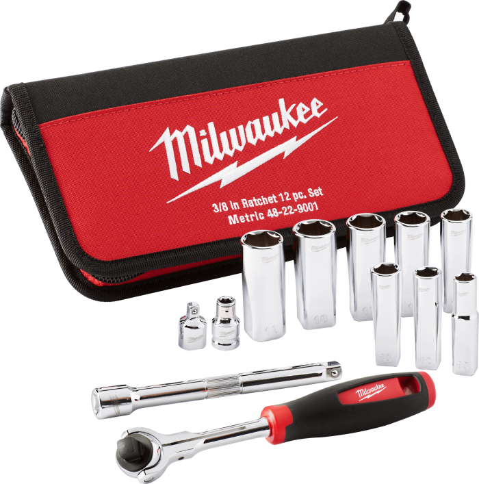 Набір головок торцевих хромованих метричних ⅜″ TRADESMAN MILWAUKEE (12шт)