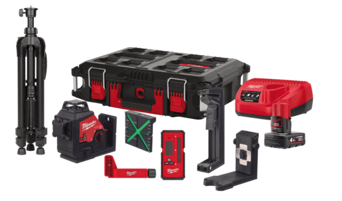 Нівелір лазерний акумуляторний 3D MILWAUKEE, M12 3PLKIT-401P, (заміна на 4933499379)