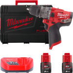Дриль-шуруповерт акумуляторна безщіткова ударна MILWAUKEE M12 FPDX-202X (37Нм) (ЗУ+2акХ2Ач+кейс)