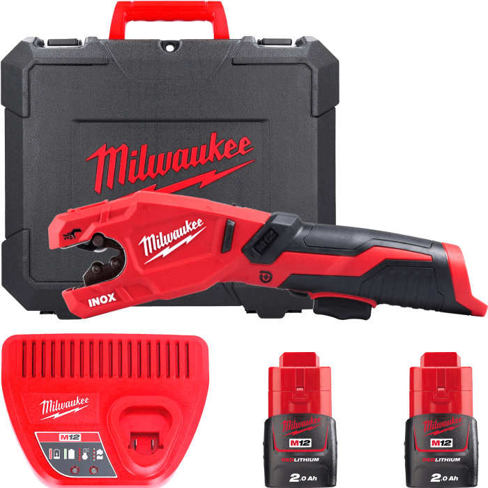 Труборез аккумуляторный по нержавеющей стали MILWAUKEE M12 PCSS-202C (ЗУ+2акк.Х2Ач+кейс)