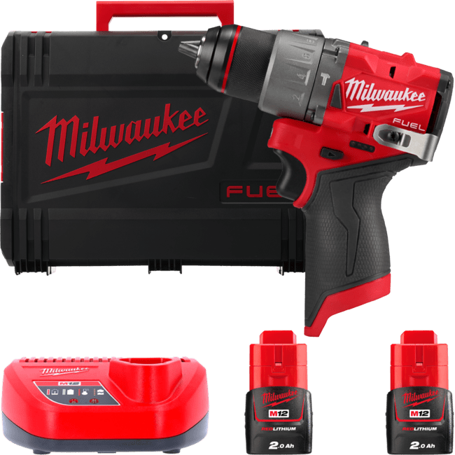 Дриль-шуруповерт акумуляторний безщітковий ударний MILWAUKEE M12 FPD2-202X (37Нм) (ЗУ+2Х2Ач+HDкейс)