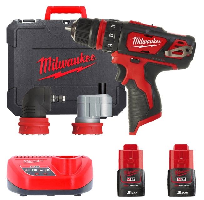 Дриль-шуруповерт акумуляторний MILWAUKEE M12 BDDXKIT-202C (32 Нм) (2насадки+ЗУ+2акк.Х2Ач+кейс)