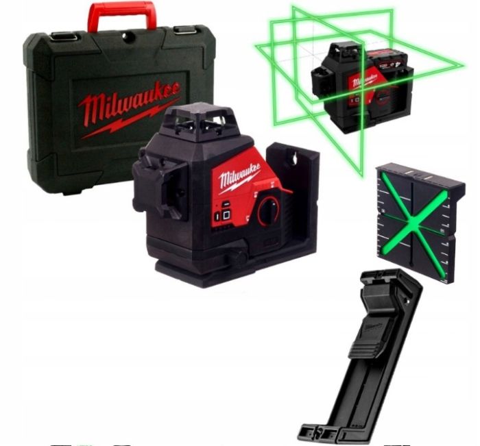 Нівелір лазерний акумуляторний 3D MILWAUKEE M12 3PL-0C (360˚, зелений промінь)