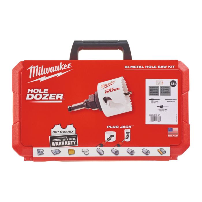 Набор коронок №1 Bi-Metal HOLE DOZER™ MILWAUKEE (Ø19, 22, 32, 51, 60, 73, 76, 83, 102) (12шт)