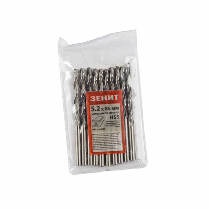 Свердло HSS по металу 5.2х86 мм (10 шт) Зенит