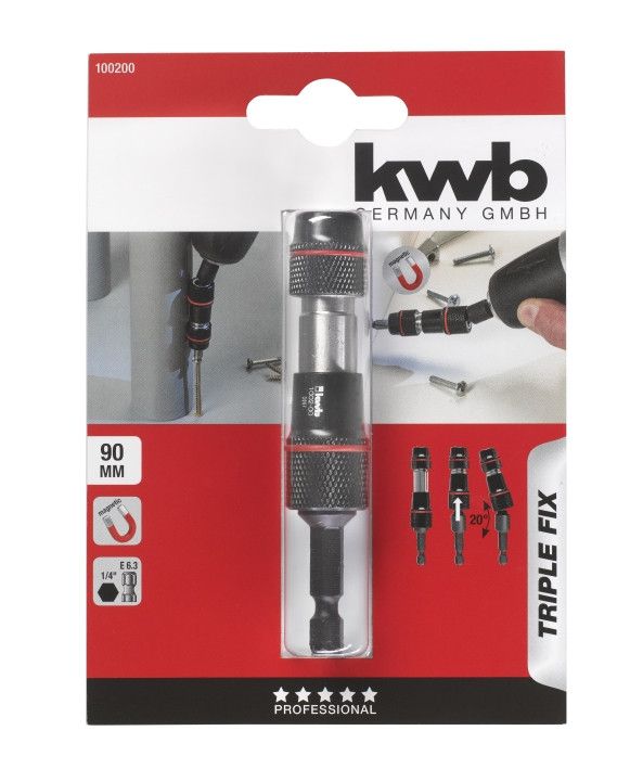 Держатель бит с быстросъемом, 90 мм, поворотный TripleFix, KWB (100200)