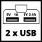 Einhell TE-CP 18 Li USB - Solo USB перехідник акумуляторний X-Change (без акум.), 18В, 2 порти 2.1А і 1А, для зарядки портативний пристроїв
