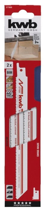 Полотно для сабельной пилы, HSS Bi-Metall, 180 мм, 2 шт, KWB (577800)