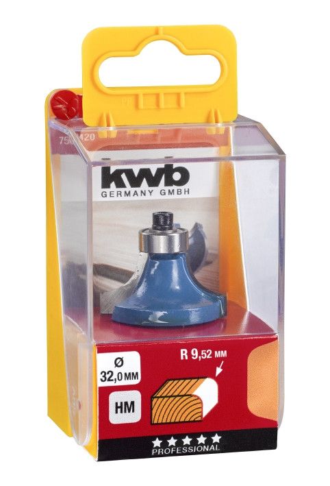 Фреза закругляющая с опорным подшипником 32 мм, R9.52, KWB (756420)