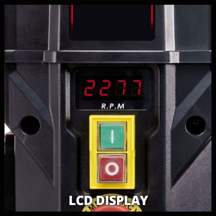 Верстат свердлильний, 750 Вт, обороти з регулюванням 450-2500 об/хв, свердло 1-16 мм, виліт 152 мм, LED, індукційний двигун Einhell TE-BD 750 E