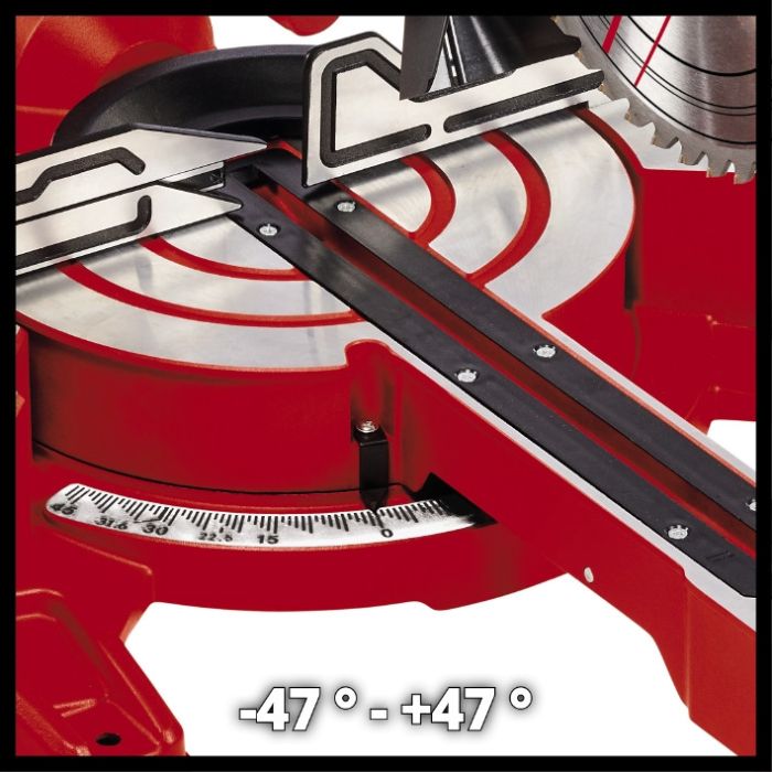 Пила торцювальна з протяжкою, 1900 Вт, 305 мм, диск 254 мм, нахил голови вліво на 45 °, лазер Einhell TC-SM 254