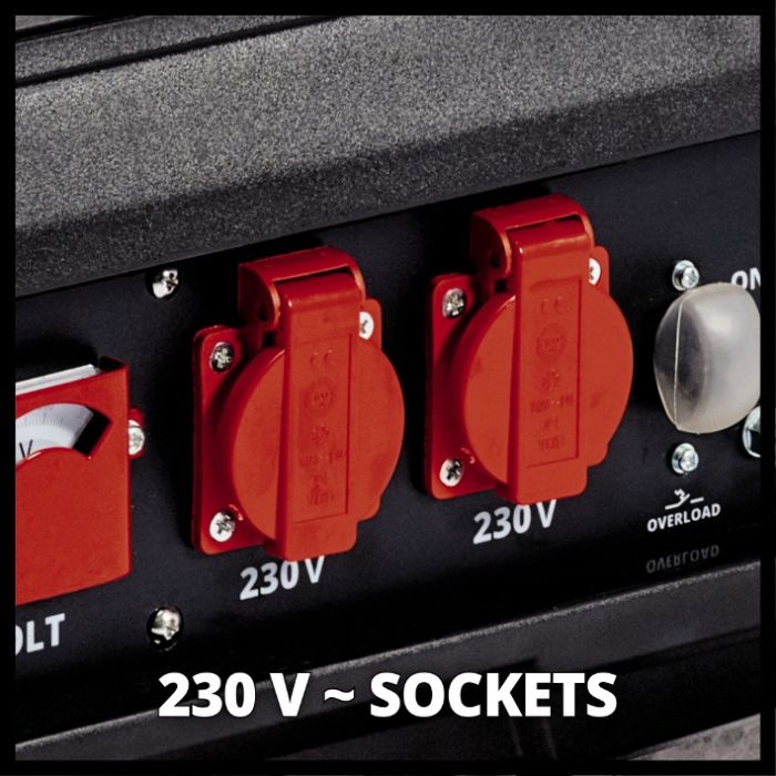 Генератор бензиновий, 2600 Вт, 4-тактний, бак 15 л, макс. потужність 3,1 кВт, синхронний, номінальний струм 11.3 А, 2х230В