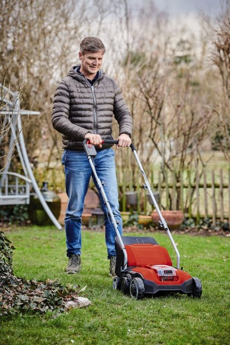 Скарифікатор -аератор акумуляторний Einhell GC-SC 18/28 Li - Solo (3420604) X-Change (без акум.), 18В, ширина 350 мм, без травозбірника