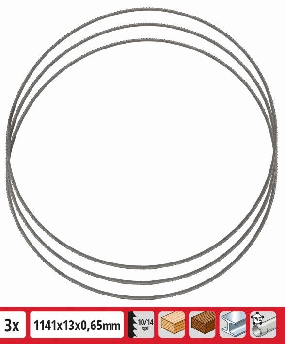 Полотно для ленточной пилы по металлу Einhell TE-MB 18/127 Li 1141x13 мм 10/14Z, 3 шт (4506160)