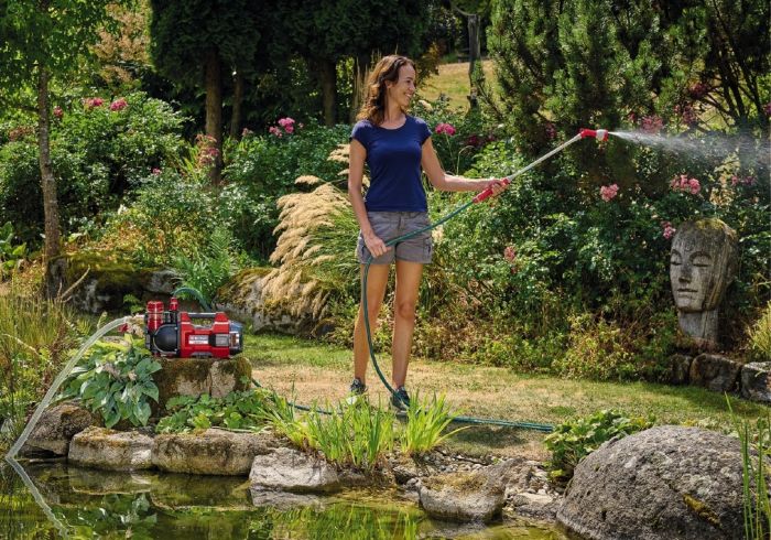 Насос садовий акумуляторний Einhell AQUINNA 18/30 F LED (без АКБ та ЗП) X-Change (без акум.), 18В, 3000 л/год, вис. 28 м, глиб. 6 м, режими ECO/BOOST, місце для другого акумулятора