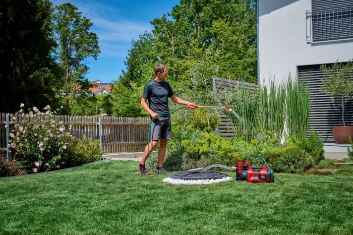 Насос садовий акумуляторний Einhell AQUINNA 18/30 F LED (без АКБ та ЗП) X-Change (без акум.), 18В, 3000 л/год, вис. 28 м, глиб. 6 м, режими ECO/BOOST, місце для другого акумулятора