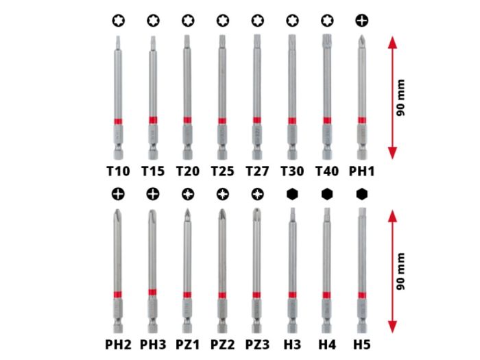 Набір подовжених біт Einhell 90 мм, 16 шт, кейс 