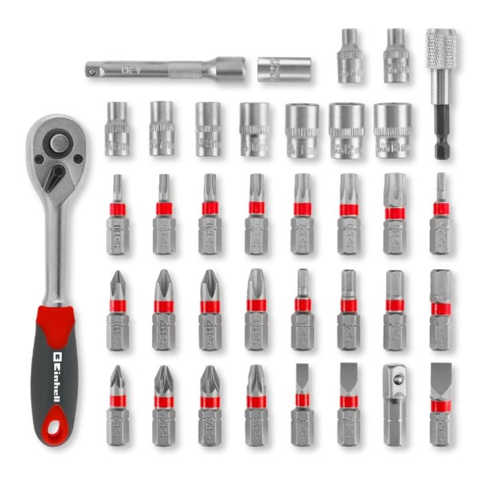 Набір біт і головок з тріскачкою, Einhell, 37 шт, L-Case