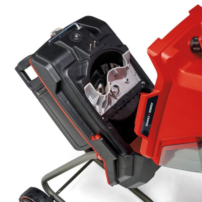 Подрібнювач садовий акумуляторний X-Change (без акум.), 36В, діам. гілок до 25 мм, ножі, шум 100 дБ, бак 55 літрів, 3000 об/хв, рекомендовано акумулятори 5.2 Аг і більше