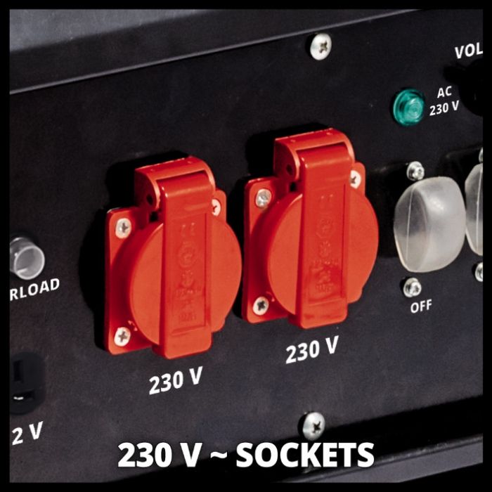 Генератор бензиновий, Einhell   220/380В, 3200/3600 Вт, 4-тактний, бак 25 л, макс. потужність 3,6/6,5 кВт, сінхронний, номінальний струм 13/8.7 А, 2х230В+1х400В+2х12В