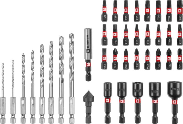 Набір біт, головок і свердел по металу, 39 шт, M-CASE, Einhell