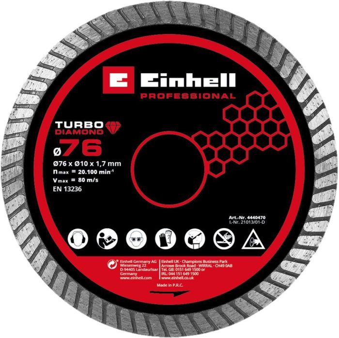 Отрезной диск Einhell алмазный по плитке, 76х10 мм (4440470)