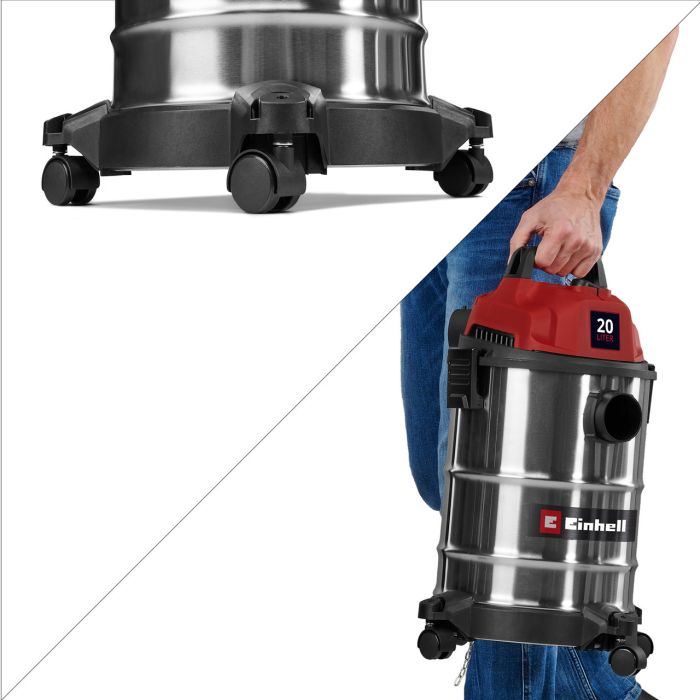  Пилосос будівельний Einhell TC-VC 2045 S , 900 Вт, 180 мбар, 20 л, бак з нержавіючої сталі, шланг 1.5 м