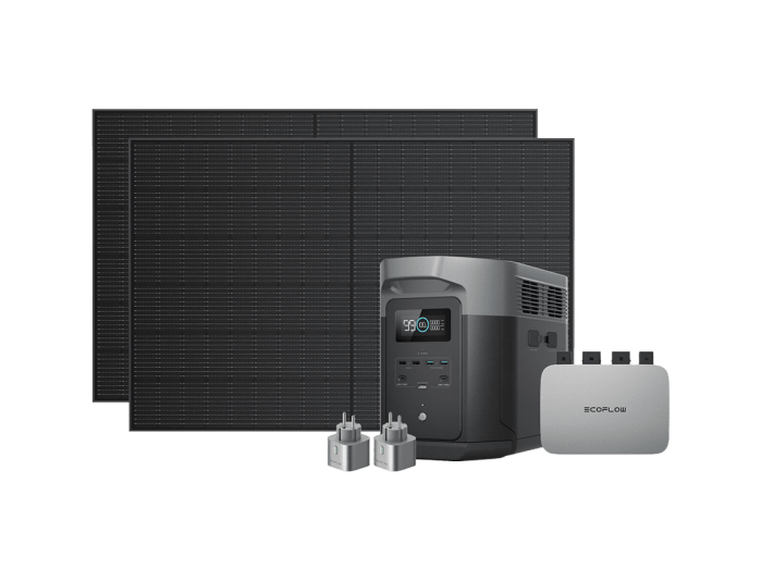 Комплект EcoFlow PowerStream - мікроінвертор 600W + зарядна станція Delta Max 2000 та сонячні панелі 2х400