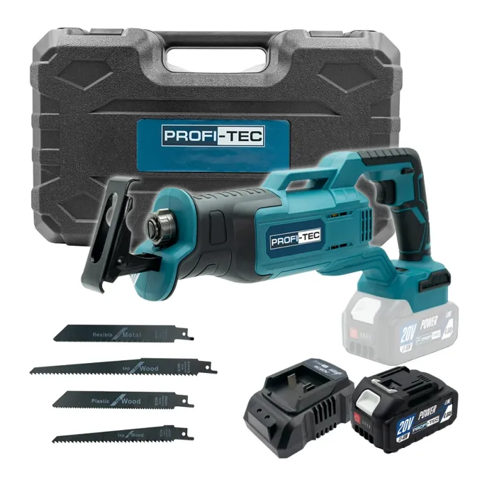 Акумуляторна шабельна пила PROFI-TEC BJR2022 POWERLine (1×PT2040MP (4.0 Аг), зарядний пристрій)