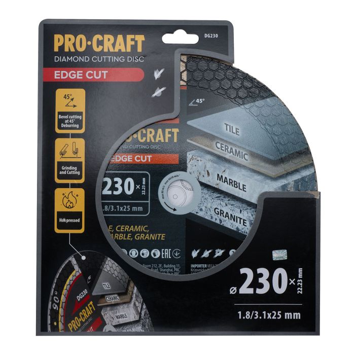 Алмазний диск Procraft DG230 230мм 22,23мм 3.1 мм