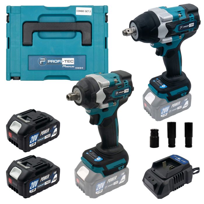 Аккумуляторный набор инструментов PROFI-TEC Combo Set 2/4 POWERLine (DTW500BL, DTW800BL) (2×PT2040MP (4.0 Ач), зарядное устройство)