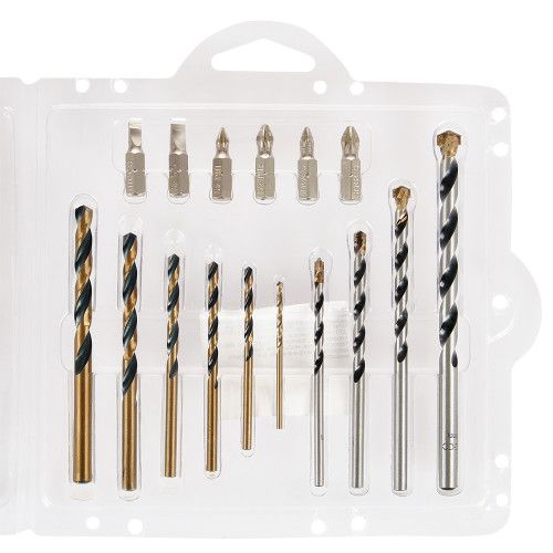 Набір свердел по металу, свердла по бетону, біти 16 шт. INGCO