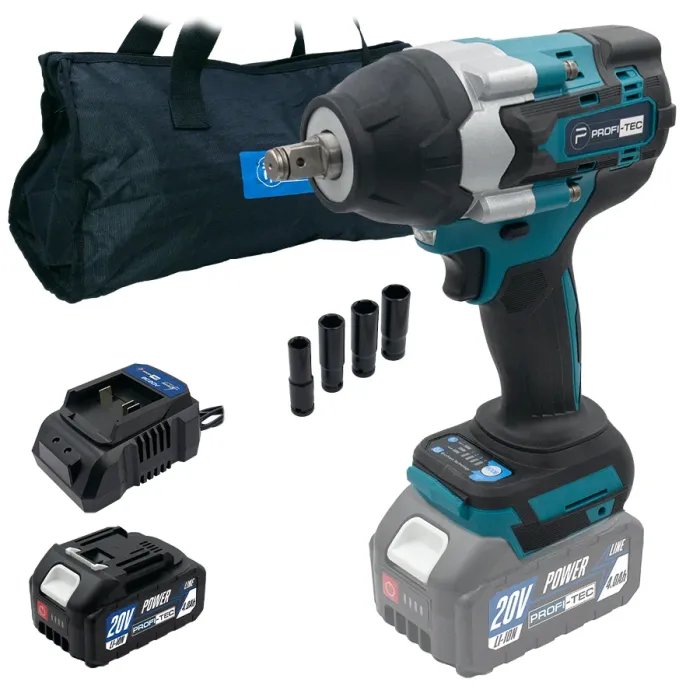 Акумуляторний гайковерт PROFI-TEC DTW800BL POWERLine (1×PT2040MP (4.0 Аг), зарядний пристрій)