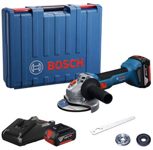 Акумуляторна кутова шліфувальна машина Bosch GWS 18V-8 Professional, 2 акб GBA 18V 4.0Ah та з/п GAL 18V-40, у кейсі