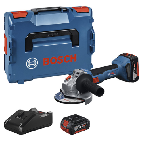 Акумуляторна кутова шліфмашина Bosch GWS 18V-8 Professional, 2 акб GBA 18V 5.0Ah та з/п GAL 18V-40 у L-BOXX 136