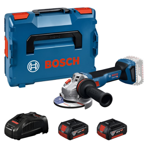 Акумуляторна кутова шліфувальна машина Bosch GWS 18V-11 Professional, 2 акб GBA 18V 5.0Ah та з/п GAL 1880 CV, у кейсі L-BOXX